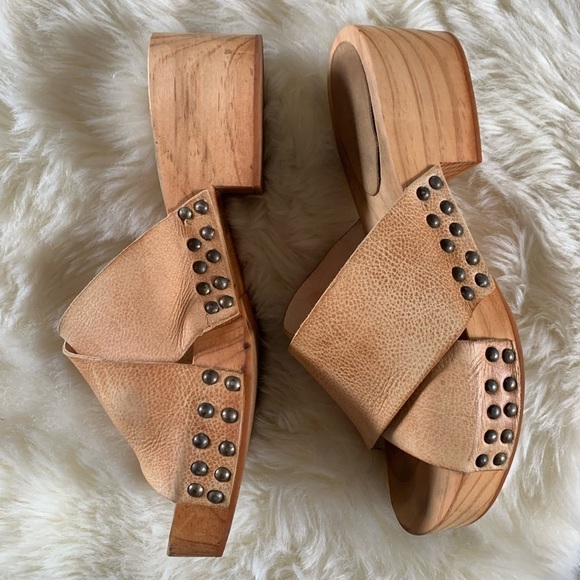 Free People Sonnet Clog Wooden Leather Sandal - Picture 15 of 16